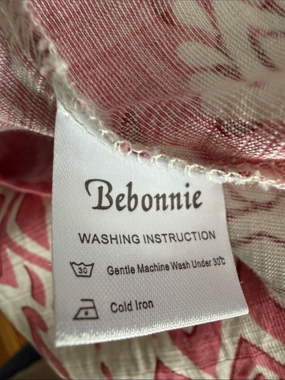 Bebonnie Lightweight Cream Peasant Top Women’s XXL Coral Geometric Print Boho - Picture 10 of 11